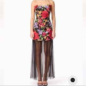 Elliatt Talia Strapless Dress in Black Floral